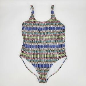 Athleta Prismatic Scoop One Piece Swimsuit Multi Color Print Lined Size XL